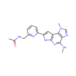 CNc1nc2[nH]c(-c3cccc(CNC(C)=O)n3)cc2c2c1ncn2C ZINC000073386580