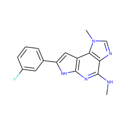 CNc1nc2[nH]c(-c3cccc(F)c3)cc2c2c1ncn2C ZINC000043010450