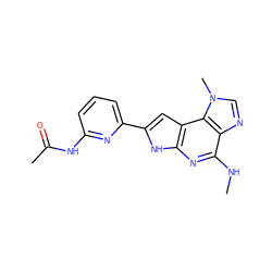 CNc1nc2[nH]c(-c3cccc(NC(C)=O)n3)cc2c2c1ncn2C ZINC000073142088