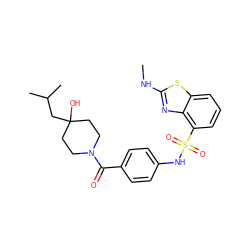 CNc1nc2c(S(=O)(=O)Nc3ccc(C(=O)N4CCC(O)(CC(C)C)CC4)cc3)cccc2s1 ZINC000224392307