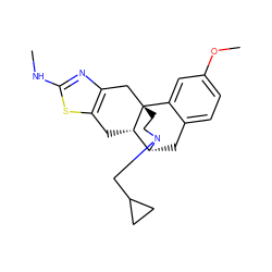 CNc1nc2c(s1)C[C@H]1[C@H]3Cc4ccc(OC)cc4[C@@]1(CCN3CC1CC1)C2 ZINC000103289989