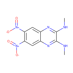 CNc1nc2cc([N+](=O)[O-])c([N+](=O)[O-])cc2nc1NC ZINC000008205139