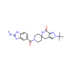 CNc1nc2cc(C(=O)N3CCC4(CC3)Cc3cn(C(C)(C)C)nc3C(=O)N4)ccc2[nH]1 ZINC000261124436