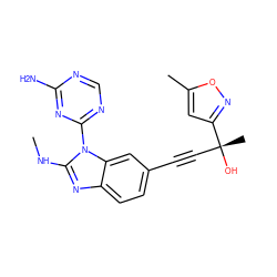 CNc1nc2ccc(C#C[C@@](C)(O)c3cc(C)on3)cc2n1-c1ncnc(N)n1 ZINC000299839282