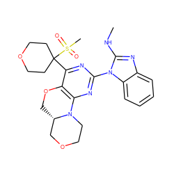 CNc1nc2ccccc2n1-c1nc2c(c(C3(S(C)(=O)=O)CCOCC3)n1)OC[C@H]1COCCN21 ZINC000218188548