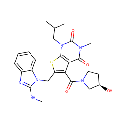 CNc1nc2ccccc2n1Cc1sc2c(c1C(=O)N1CC[C@@H](O)C1)c(=O)n(C)c(=O)n2CC(C)C ZINC000014977718