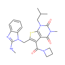 CNc1nc2ccccc2n1Cc1sc2c(c1C(=O)N1CCC1)c(=O)n(C)c(=O)n2CC(C)C ZINC000014977616