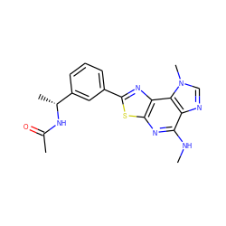 CNc1nc2sc(-c3cccc([C@@H](C)NC(C)=O)c3)nc2c2c1ncn2C ZINC000066251092