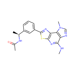 CNc1nc2sc(-c3cccc([C@H](C)NC(C)=O)c3)nc2c2c1ncn2C ZINC000066251091