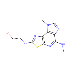 CNc1nc2sc(NCCO)nc2c2c1ncn2C ZINC000040828687