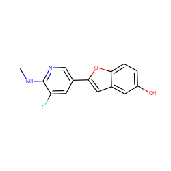 CNc1ncc(-c2cc3cc(O)ccc3o2)cc1F ZINC000084759452