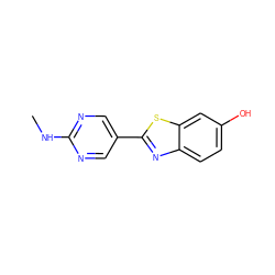 CNc1ncc(-c2nc3ccc(O)cc3s2)cn1 ZINC000049525749