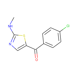 CNc1ncc(C(=O)c2ccc(Cl)cc2)s1 ZINC000001399940