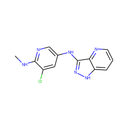 CNc1ncc(Nc2n[nH]c3cccnc23)cc1Cl ZINC000167009622