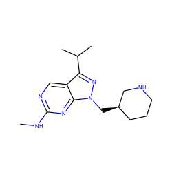 CNc1ncc2c(C(C)C)nn(C[C@@H]3CCCNC3)c2n1 ZINC000084727260