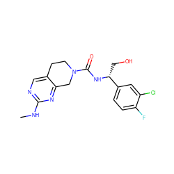 CNc1ncc2c(n1)CN(C(=O)N[C@H](CO)c1ccc(F)c(Cl)c1)CC2 ZINC000169329960