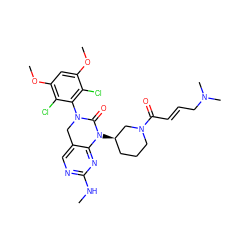 CNc1ncc2c(n1)N([C@@H]1CCCN(C(=O)/C=C/CN(C)C)C1)C(=O)N(c1c(Cl)c(OC)cc(OC)c1Cl)C2 ZINC001772640491