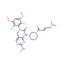 CNc1ncc2c(n1)N([C@H]1CCCN(C(=O)/C=C/CN(C)C)C1)C(=O)N(c1c(Cl)c(OC)cc(OC)c1Cl)C2 ZINC001772601048