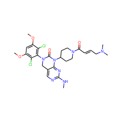 CNc1ncc2c(n1)N(C1CCN(C(=O)/C=C/CN(C)C)CC1)C(=O)N(c1c(Cl)c(OC)cc(OC)c1Cl)C2 ZINC001772650877