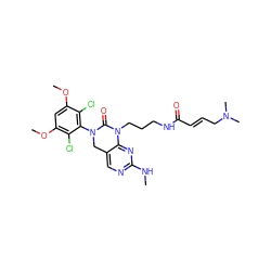 CNc1ncc2c(n1)N(CCCNC(=O)/C=C/CN(C)C)C(=O)N(c1c(Cl)c(OC)cc(OC)c1Cl)C2 ZINC001772627867