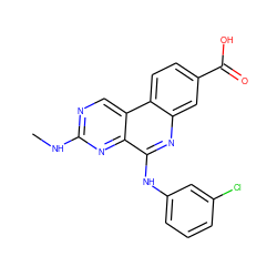 CNc1ncc2c(n1)c(Nc1cccc(Cl)c1)nc1cc(C(=O)O)ccc12 ZINC000066099271