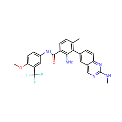 CNc1ncc2cc(-c3c(C)ccc(C(=O)Nc4ccc(OC)c(C(F)(F)F)c4)c3N)ccc2n1 ZINC000223062923