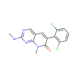 CNc1ncc2cc(-c3c(Cl)cccc3Cl)c(=O)n(C)c2n1 ZINC000003834104