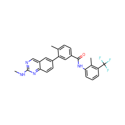 CNc1ncc2cc(-c3cc(C(=O)Nc4cccc(C(F)(F)F)c4C)ccc3C)ccc2n1 ZINC000035049805