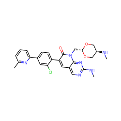 CNc1ncc2cc(-c3ccc(-c4cccc(C)n4)cc3Cl)c(=O)n(C[C@H]3OC[C@H](NC)CO3)c2n1 ZINC000653714992