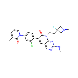 CNc1ncc2cc(-c3ccc(-n4cccc(C)c4=O)cc3Cl)c(=O)n(CCC3(F)CN(C)C3)c2n1 ZINC000653858615