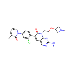 CNc1ncc2cc(-c3ccc(-n4cccc(C)c4=O)cc3Cl)c(=O)n(CCOC3CN(C)C3)c2n1 ZINC000653858621