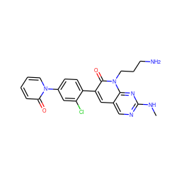 CNc1ncc2cc(-c3ccc(-n4ccccc4=O)cc3Cl)c(=O)n(CCCN)c2n1 ZINC000653873805