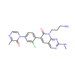 CNc1ncc2cc(-c3ccc(-n4ccnc(C)c4=O)cc3Cl)c(=O)n(CCCN)c2n1 ZINC000584904882