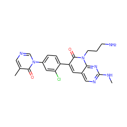 CNc1ncc2cc(-c3ccc(-n4cncc(C)c4=O)cc3Cl)c(=O)n(CCCN)c2n1 ZINC000653861064