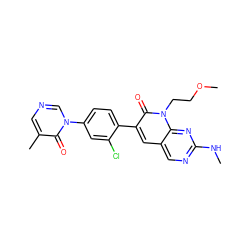 CNc1ncc2cc(-c3ccc(-n4cncc(C)c4=O)cc3Cl)c(=O)n(CCOC)c2n1 ZINC000653899302