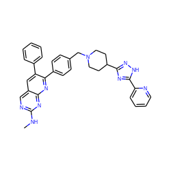 CNc1ncc2cc(-c3ccccc3)c(-c3ccc(CN4CCC(c5n[nH]c(-c6ccccn6)n5)CC4)cc3)nc2n1 ZINC000029037198