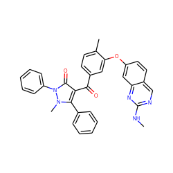 CNc1ncc2ccc(Oc3cc(C(=O)c4c(-c5ccccc5)n(C)n(-c5ccccc5)c4=O)ccc3C)cc2n1 ZINC000299867635