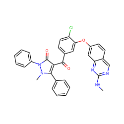 CNc1ncc2ccc(Oc3cc(C(=O)c4c(-c5ccccc5)n(C)n(-c5ccccc5)c4=O)ccc3Cl)cc2n1 ZINC000299864060