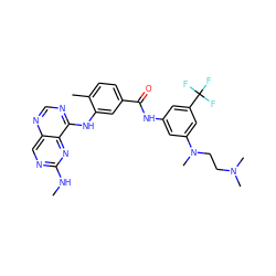 CNc1ncc2ncnc(Nc3cc(C(=O)Nc4cc(N(C)CCN(C)C)cc(C(F)(F)F)c4)ccc3C)c2n1 ZINC000068198114