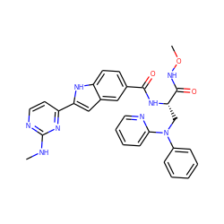 CNc1nccc(-c2cc3cc(C(=O)N[C@@H](CN(c4ccccc4)c4ccccn4)C(=O)NOC)ccc3[nH]2)n1 ZINC000003942661