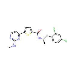 CNc1nccc(-c2ccc(C(=O)N[C@H](C)Cc3ccc(Cl)cc3Cl)s2)n1 ZINC000036144140