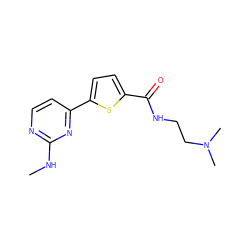 CNc1nccc(-c2ccc(C(=O)NCCN(C)C)s2)n1 ZINC000036144133