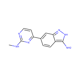 CNc1nccc(-c2ccc3c(N)[nH]nc3c2)n1 ZINC000071330370