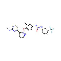 CNc1nccc(-c2cccnc2Oc2ccc(NC(=O)Nc3cccc(C(F)(F)F)c3)cc2C)n1 ZINC000039187994