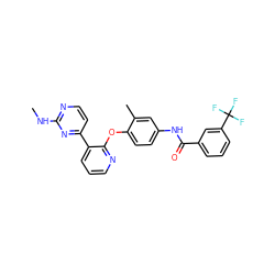 CNc1nccc(-c2cccnc2Oc2ccc(NC(=O)c3cccc(C(F)(F)F)c3)cc2C)n1 ZINC000064553652