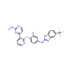 CNc1nccc(-c2cccnc2Oc2ccc(Nc3nc4cc(C(F)(F)F)ccc4[nH]3)cc2C)n1 ZINC000040394796