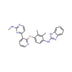 CNc1nccc(-c2cccnc2Oc2ccc(Nc3nc4ccccc4[nH]3)c(C)c2C)n1 ZINC000040879039