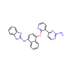 CNc1nccc(-c2cccnc2Oc2ccc(Nc3nc4ccccc4[nH]3)c3ccccc23)n1 ZINC000040879043