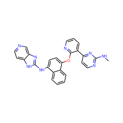 CNc1nccc(-c2cccnc2Oc2ccc(Nc3nc4cnccc4[nH]3)c3ccccc23)n1 ZINC000049802199