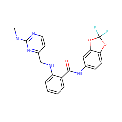 CNc1nccc(CNc2ccccc2C(=O)Nc2ccc3c(c2)OC(F)(F)O3)n1 ZINC000028951779